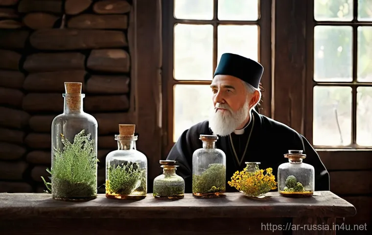 러시아 전통 향수 제조 - **Prompt:** "A serene, historically-inspired image capturing the deep, spiritual origins of Russian ...